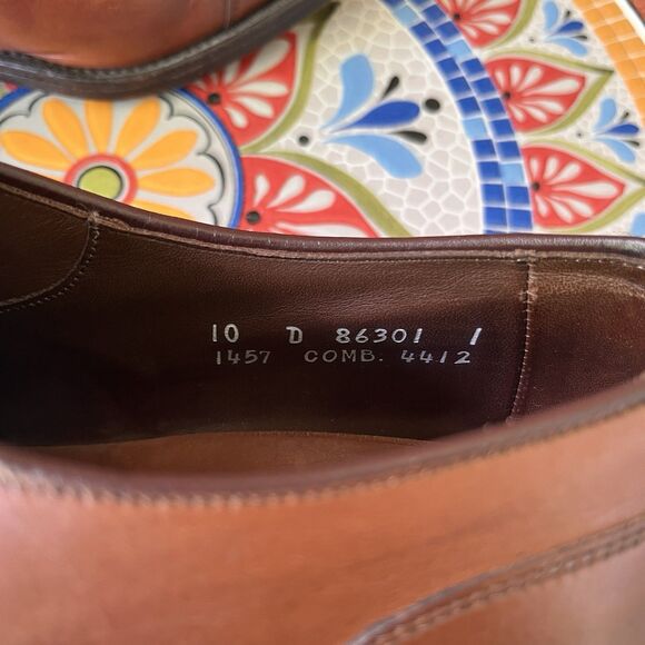 Allen Edmonds Windsor Mens 10 D Brown Leather Plain Toe Derby Dress Shoes USA main image 5